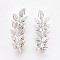 Alloy Brooches, Shirt Collar Brooch, Leaf, Silver Color Plated, 58~63x19~20x2~3mm