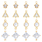 16Pcs 4 Styles Brass Pave Clear Cubic Zirconia Connector Charms, Mixed Shapes, Real 18K Gold Plated, 10.5~12.5x7~10x3~4.5mm, Hole: 0.8~1.2mm, 4pcs/style