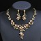 Flower Alloy & Plastic Pearl & Crystal Rhinestone Pendant Necklaces & Stud Dangle Earrings Sets, Golden, 500mm
