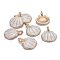 Golden Tone Alloy Enamel Pendants, Shell, White, 24.5x19x2.5mm, Hole: 4x2.5mm