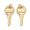Brass Pendants, Long-Lasting Plated, Key, Real 18K Gold Plated, 18.5x8.5x1mm, Jump Ring: 4x0.7mm, Inner Diameter: 3.5mm