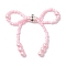Glass Seed & Imitation Pearl Big Pendants, Bowknot Charms, Pearl Pink, 59~60x40~42x6mm, Hole: 1.2mm