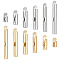 12 Styles 304 Stainless Steel Slide On End Clasp Tubes, Slider End Caps, Mixed Color, 5.3~30x5.5~6x4mm, Hole: 2~3.5x1~1.5mm, Inner Diameter: 3mm