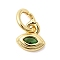 Brass Cubic Zirconia Charms, Horse Eye Charms, Cadmium Free & Lead Free, Real 18K Gold Plated, Long-Lasting Plated, Green, 6x6x2.5mm, Hole: 3mm