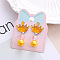 Alloy Plastic Clip-on Earrings for Kid, Platinum, Crown, 40x15mm