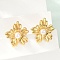 304 Stainless Steel ABS Plastic Pearl Stud Earrings for Women, Ion Plating(IP), Flower, Real 18K Gold Plated, 22x25mm