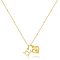 Brass Initial and Heart Pendant Necklaces for Women, Real 14K Gold Plated, Letter H, 15.75 inch(40cm)