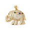 Brass Micro Pave Colorful Cubic Zirconia Pendants, Elephant, Real 18K Gold Plated, 22x26x6.5mm, Hole: 3.5x4mm