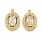 PVD Vacuum Plating 304 Stainless Steel Pendants, with Cubic Zirconia and Rhinestone, Oval, Real 18K Gold Plated, 12x8.5x3.5mm, Hole: 1mm
