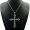 Stylish Alloy Rhinestone Cross Pendant Necklaces, Antique Silver