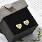 Rack Plating Brass Micro Pave Clear Cubic Zirconia Stud Earrings, Heart, Letter O, 8.5x9.5mm
