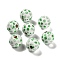 St. Patrick's Day Series Printed Schima Wood European Beads, Clover, 15.5~16x15mm, Hole: 4mm