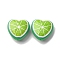 Opaque Acrylic Beads, Heart with Fruit, Lemon, 17x18x8.5mm, Hole: 1.6mm