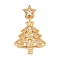 Christmas Brass Micro Pave Cubic Zirconia Pendants, Christmas Tree Charms, Golden, 37.5mm, Tree: 28x22.5x4mm, Hole: 5.5x2.5mm