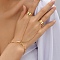 Iron Ring Bracelets, Paperclip Chain Bracelet with Double Plain Open Cuff Rings, Golden, 7 inch(17.7cm), US Size 7 1/4(17.5mm)