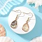 Natural Paua Shell Dangle Earrings, with 304 Stainless Steel Earring Hooks, Golden, Teardrop, 35.5x12mm