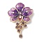 Flower Enamel Pins, Alloy Rhinestone Brooches for Backpack Clothes, Dark Violet, 58.5x41mm