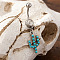 Cowboy Theme 304 Stainless Steel Pave Synthetic Turquoise Curved Barbell Dangle Belly Rings, Antique Silver, Cactus, 45x11mm