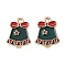 Christmas Alloy Enamel Pendants, Light Gold, Bell, 17.5x13.5x1mm, Hole: 1.8mm