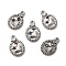 304 Stainless Steel Pave Rhinestone Pendants, Oval with Fishtail Pattern Charms, Stainless Steel Color, Mixed Color, 16.5x11x2.5mm, Hole: 1.2mm