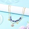 Alloy Resin Sun & Brass Butterfly Pendant Necklaces, Natural Amethyst Chip Beaded & 304 Stainless Steel Chain Double Layer Necklaces, Golden, 15.04~17.13 inch(38.2~43.5cm), 2pcs/set