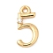 Brass Micro Pave Cubic Zirconia Charms, Nickel Free, Number, Real 18K Gold Plated, 13.5x7x2mm, Hole: 1.4mm