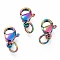 Ion Plating(IP) 304 Stainless Steel Lobster Claw Clasps, 201 Stainless Steel Jump Ring, With Jump Ring, Rainbow Color, 11x7x3mm, Hole: 3mm, Jump Ring: 5x0.6mm