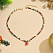 Christmas Alloy Enamel Pendant Colorful Glass Seed Beaded Necklaces, Golden, Hat, 14.57 inch(37cm), pendant: 15x15mm