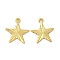 Rack Plating Brass Charms, Long-Lasting Plated, Lead Free & Cadmium Free, Real 18K Gold Plated, Mixed Shapes, Star, 13.5x12x0.5mm, Hole: 1mm