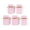 Glass Rectangle Links Connector Charms, with Brass Findings, Golden, Pink, 25.4~25x20x9.5~10mm, Hole: 1.6mm
