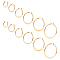 12 Pairs 6 Style 304 Stainless Steel Flat Hoop Earrings, Hypoallergenic Earrings for Women, Golden, 14~41x2mm, Pin: 0.7x0.1mm, 2 Pairs/style