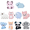 10Pcs 10 Styles Food Grade Eco-Friendly Silicone Beads, Animal, Mixed Color, 22~33x19~33x7~10mm, Hole: 2~3mm, 1pc/style