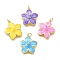 Brass Enamel Pendants, Flower Charm, with Jump Ring, Lead Free & Cadmium Free, Real 18K Gold Plated, Rack Plating, Lasting Plated, Mixed Color, 23x21x3mm, Hole: 3mm