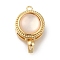 Brass Box Clasps with Resin, Flat Round, Real 18K Gold Plated, 19x13x8mm, Hole: 1.6mm