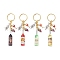 Resin & Glass & Alloy Keychain, with Iron Ring, Wine, Golden, Mixed Color, 103.5mm