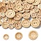 100Pcs 5 Styles Wooden Buttons, 2-Hole, Flat Round with Word Handmade with Love, Blanched Almond, 15~25x3~4mm, Hole: 2mm, 20pcs/style