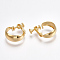 Brass Clip-on Earring Findings, For Non-pierced DIY Earring Making, Nickel Free, Real 18K Gold Plated, 18.5x21.5x7.5mm