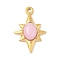 Natural Rose Quartz Pendants, 304 Stainless Steel Gems Star Charms, Golden, 22x15x5mm, Hole: 1.6mm