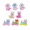 Transparent Resin Cabochons, Dog, with Glitter Powder, Mixed Color, 22~25.5x23~26.5x7~7.5mm