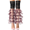 Polyester Ruffle Layered Patchwork Leg Sleeves, Women Lace Leg Warmers, Coconut Brown, 630x240x120mm