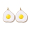 Alloy Enamel Pendants, Fried Eggs Charms, Egg, 23.5x18x1.5mm, Hole: 2.5mm