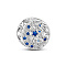 Rhodium Plated 925 Sterling Silver European Bead, with Cubic Zirconia, Flat Round with Moon & Star, Platinum, 12x8.54mm, Hole: 4.5mm