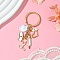 Alloy Enamel Keychain, with Iron Findings, White, 8cm
