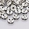 Brass Rhinestone Spacer Beads, Grade AAA, Wavy Edge, Nickel Free, Silver Color Plated, Rondelle, Black Diamond, 8x3.8mm, Hole: 1.5mm