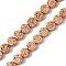 Electroplated Natural Lava Rock Beads Strands, Flat Round, Rose Gold Plated, 6~6.5x2.5~3mm, Hole: 0.9mm, about 62pcs/strand, 15.35''(39cm)