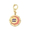 304 Stainless Steel Enamel Pendant Decoration, with Clear Cubic Zirconia, Octagon with Constellations, Golden, Aquarius, 35.5mm