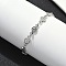 304 Stainless Steel Link Bracelets, Flower Charms, Stainless Steel Color, 6-7/8 inch(17.4cm)