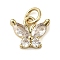 Brass Micro Pave Clear Cubic Zirconia Pendants, Butterfly, Real 18K Gold Plated, 9x10.5x3mm