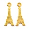 Tibetan Style Alloy Pendants, Eiffel Tower Charm for Bracelet Making, Lead Free & Cadmium Free & Nickel Free, Golden, about 12mm wide, 32mm long, hole: 4mm, 1240pcs/1000g
