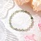 Natural Green Strawberry Quartz Beads Stretch Bracelets for Women, Plum Blossom, with Brass Beads, Inner Diameter: 2-1/8 inch(5.5cm)